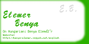 elemer benya business card